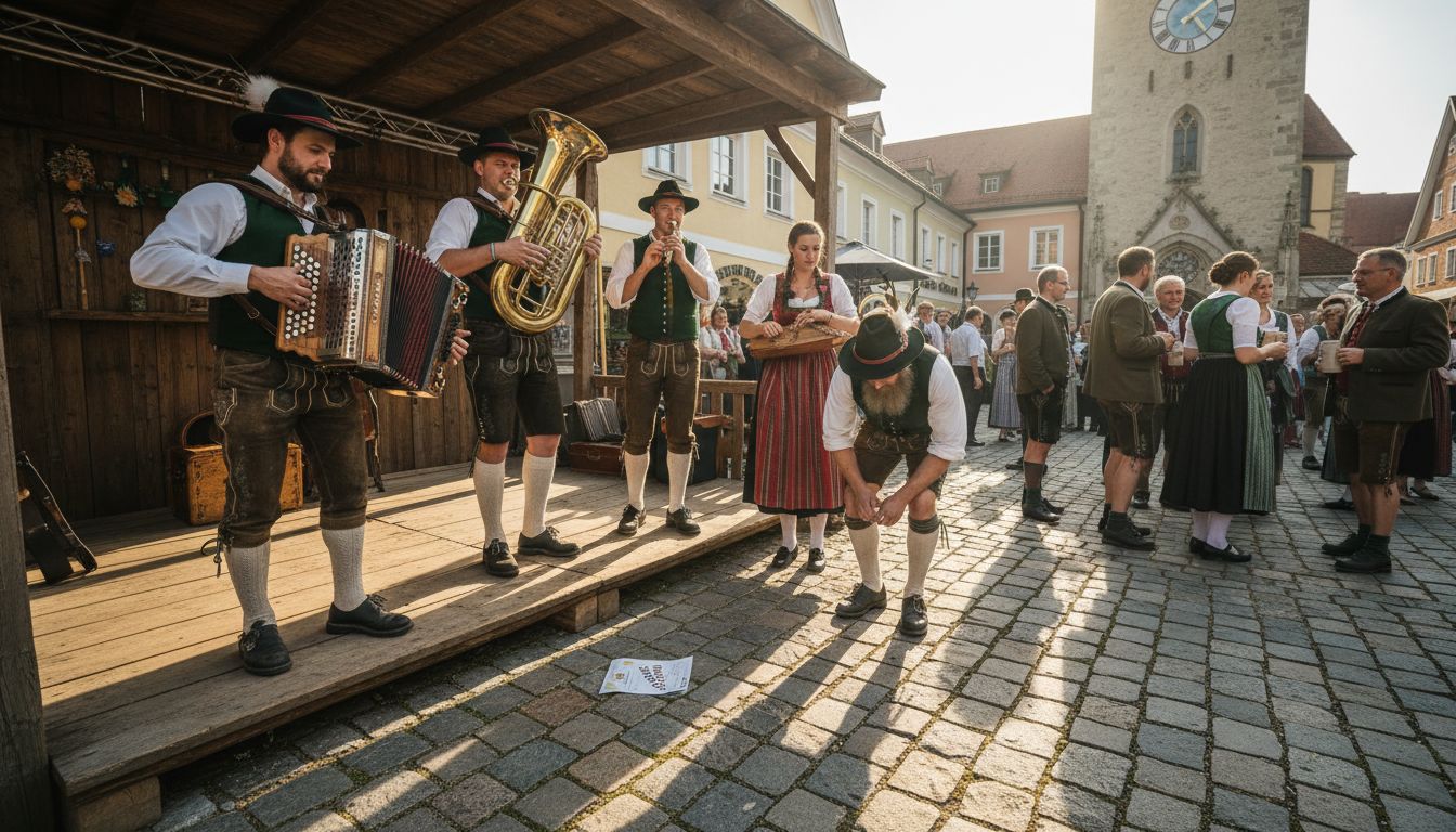 German folk musicians performing in square