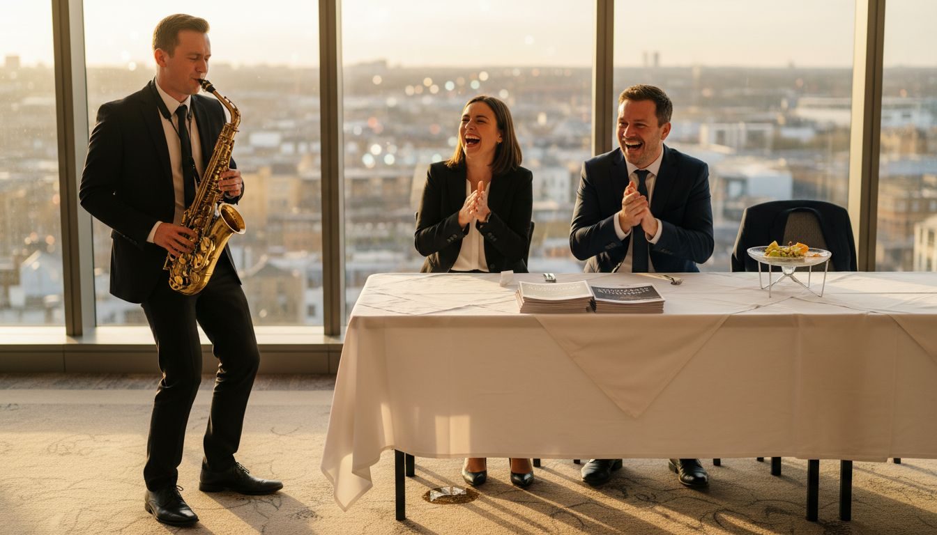 Saxophonist entertains guests at conference