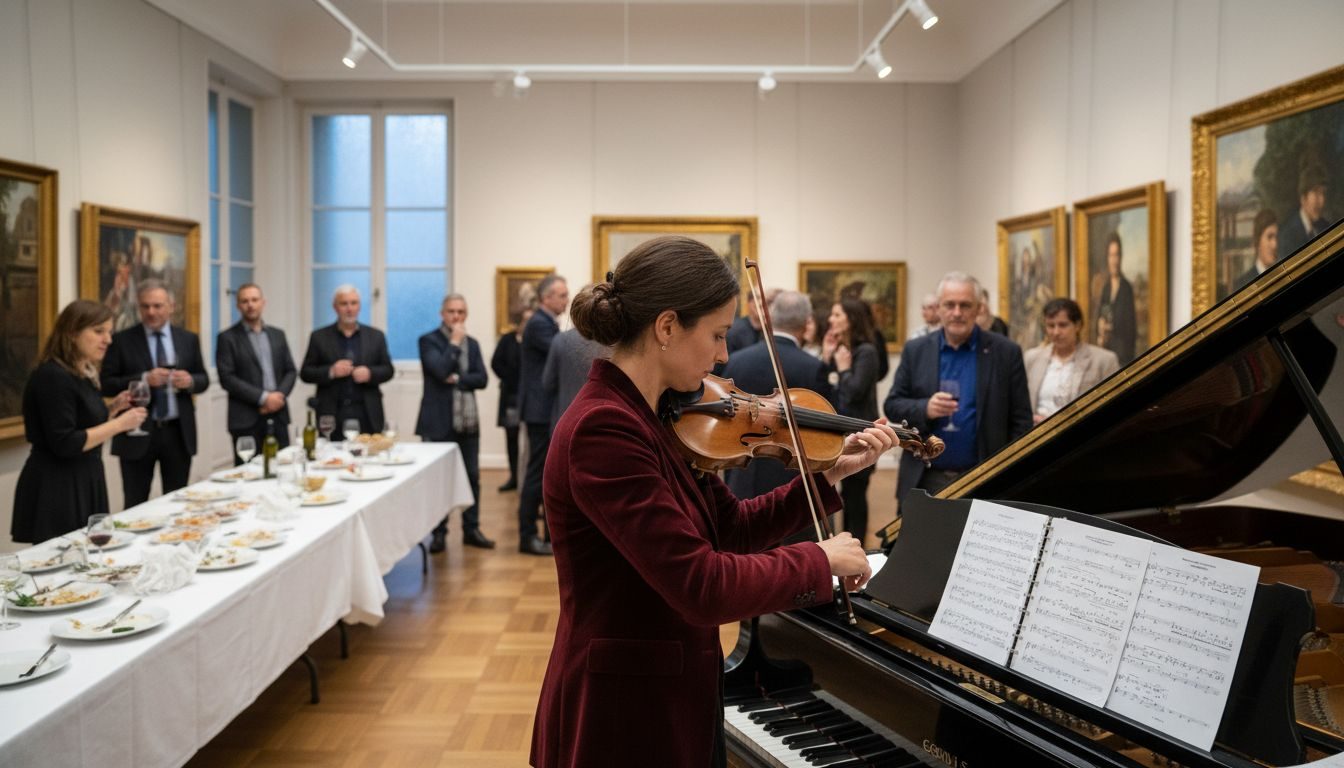 Live musicians setting up at luxury event