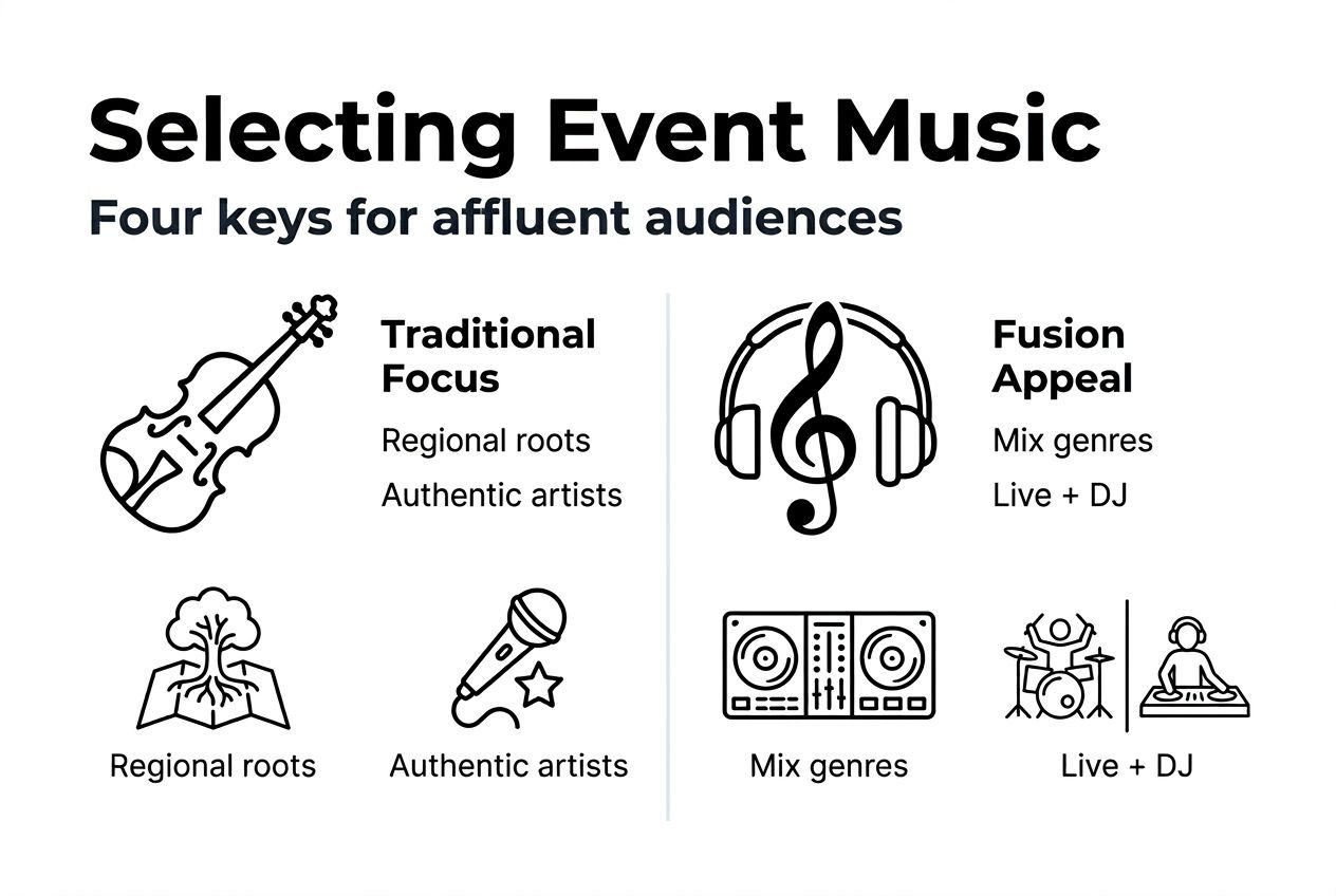 Infographic outlining music genre selection steps