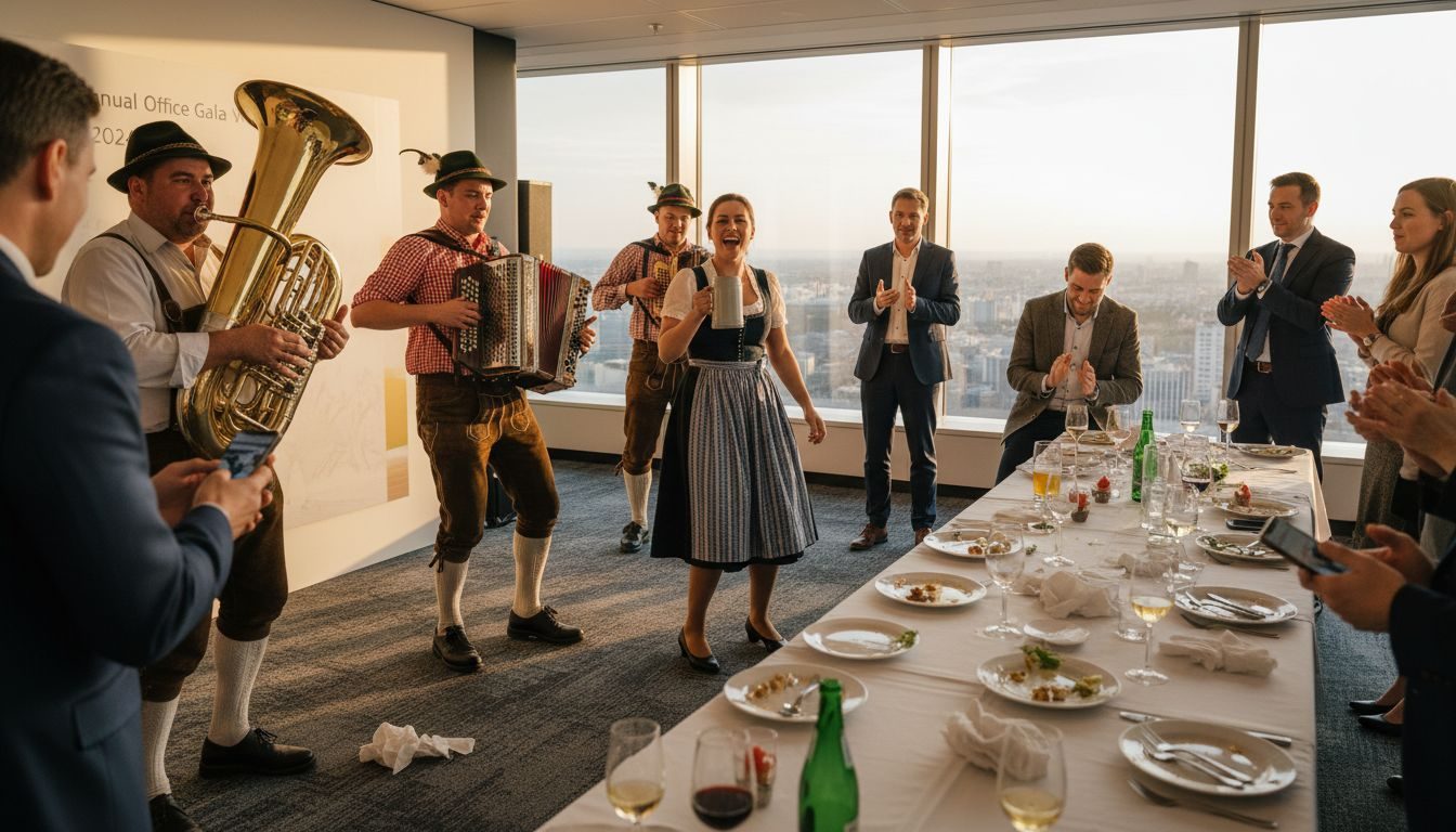 Oompah band performing at corporate event